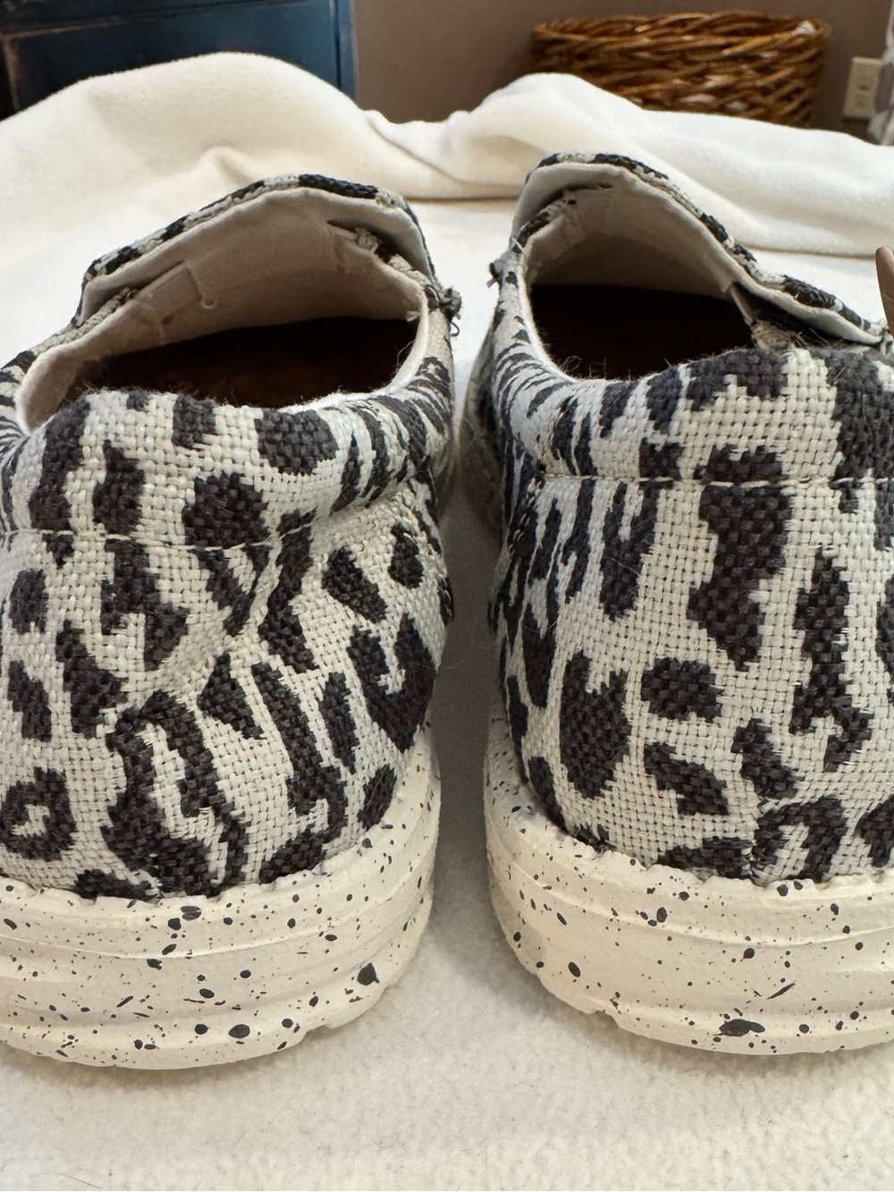 Hey Dude Dark Grey & White Cheetah Print Slip-Ons - Picture 5 of 7